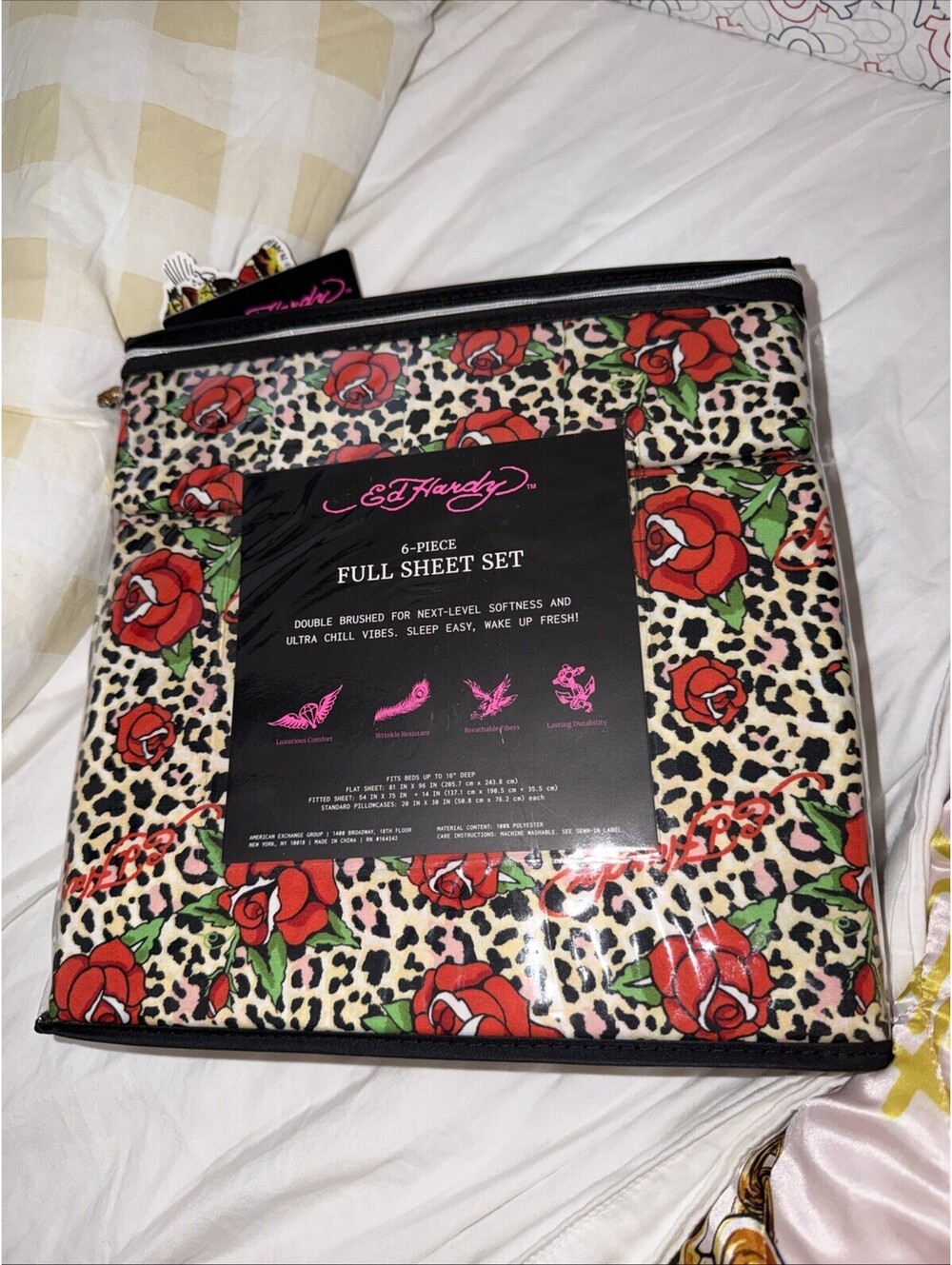 Ed Hardy Full Size Sheet Set 6-Piece w 4 Pillowcases